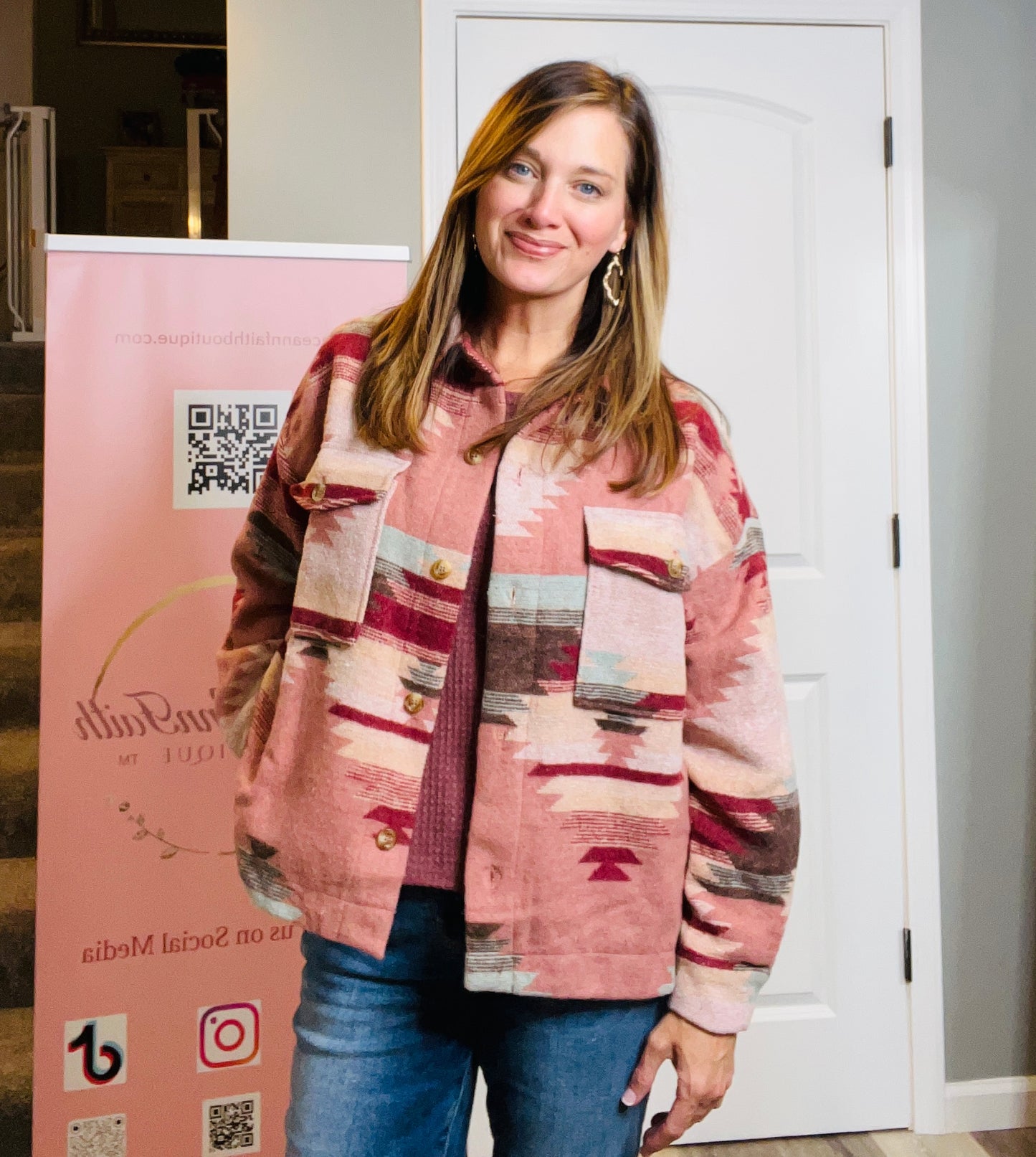 Burgundy Tribal Print Shacket - Grace Ann Faith Boutique - Official Online Boutique