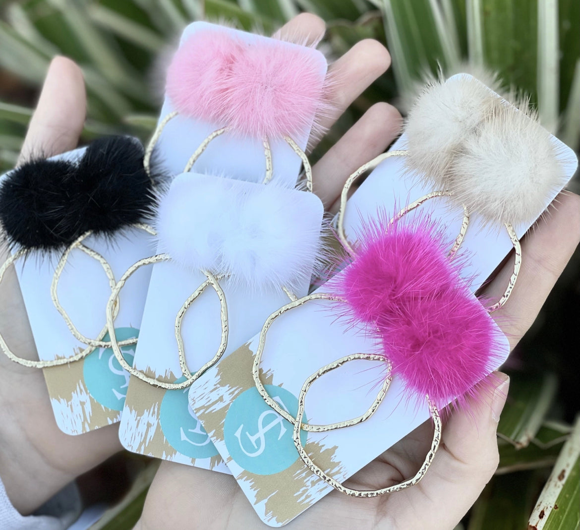 Puff Post Hoops-Hot Pink - Grace Ann Faith Boutique - Official Online Boutique