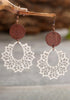 White Hollowed Flower Round Wood Pendant Earrings - Grace Ann Faith Boutique - Official Online Boutique