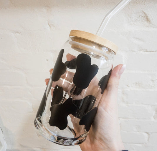 Cow Print Iced Coffee Glass - Grace Ann Faith Boutique - Official Online Boutique