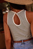 White Striped Print Ribbed Knit Sleeveless Top - Grace Ann Faith Boutique - Official Online Boutique