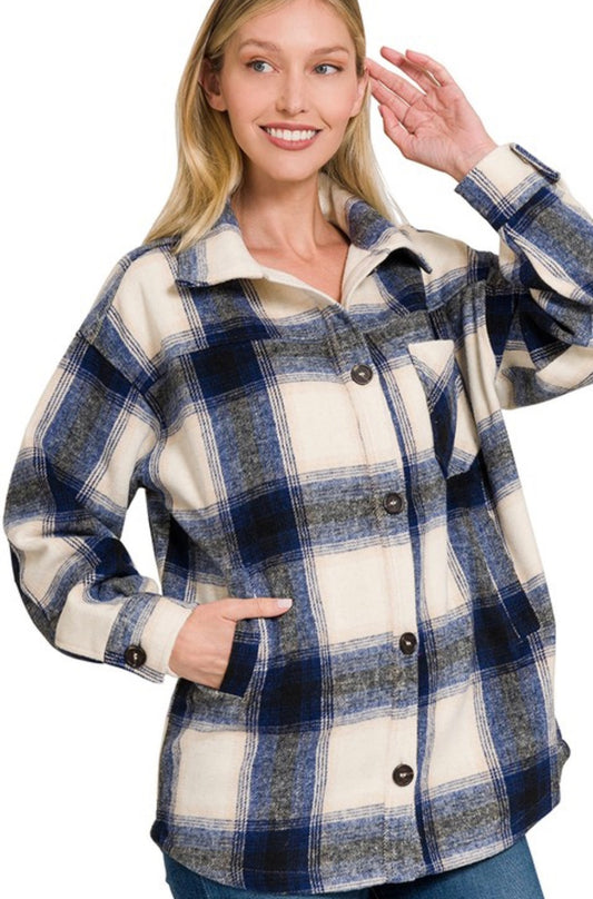 Oversized Yarn Dyed Plaid Longline Shacket - Grace Ann Faith Boutique - Official Online Boutique