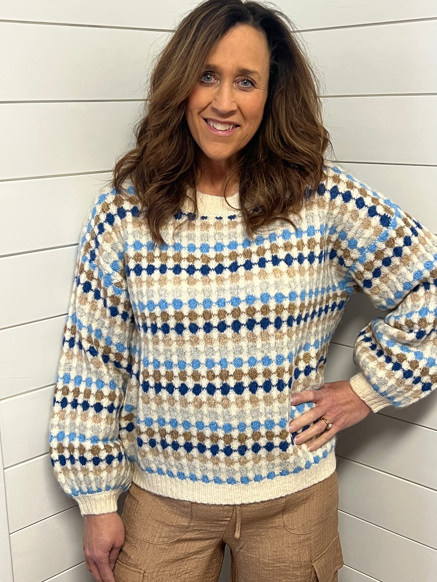 Denim Multicolor Knit Pullover Sweater