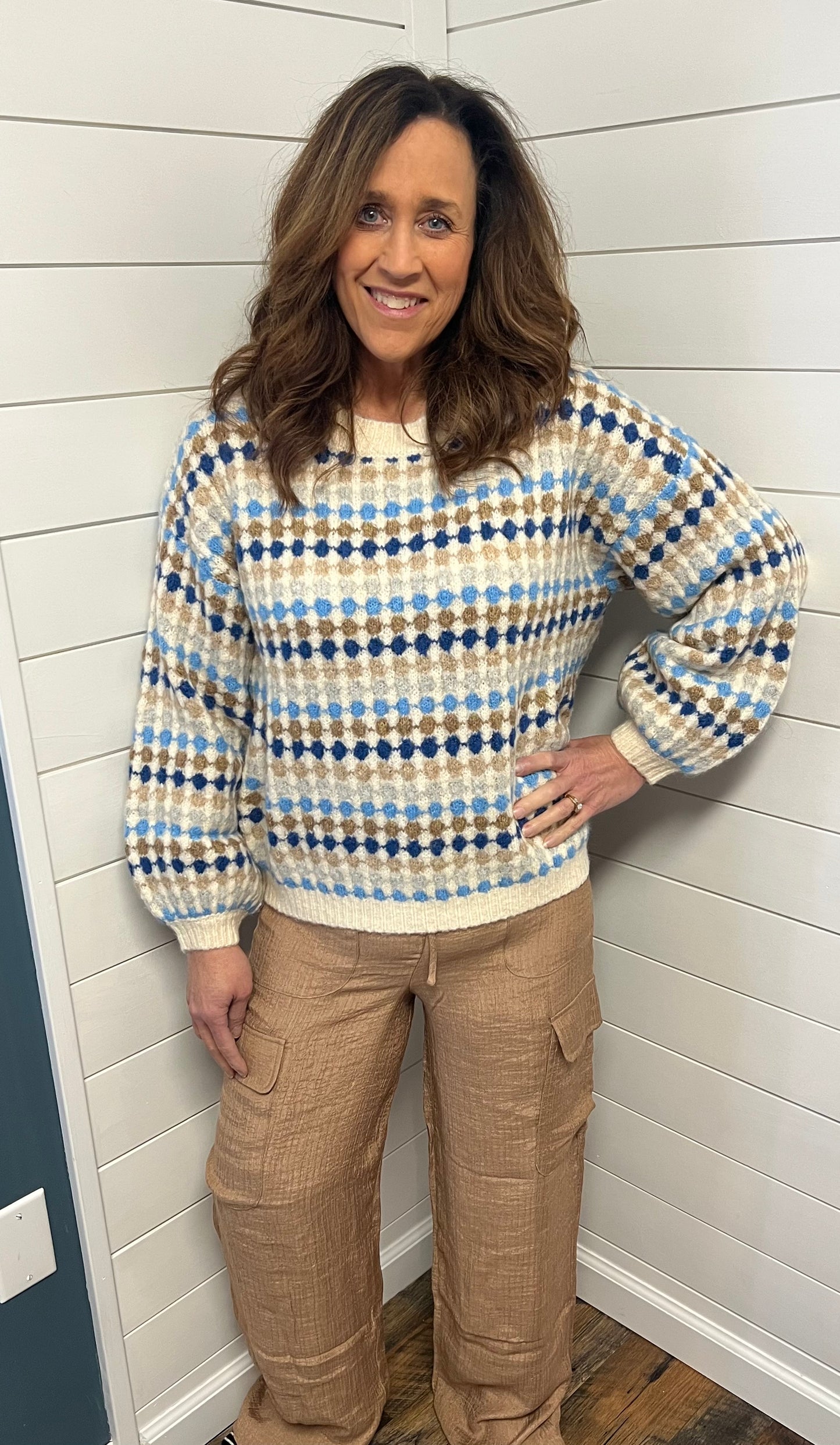 Denim Multicolor Knit Pullover Sweater