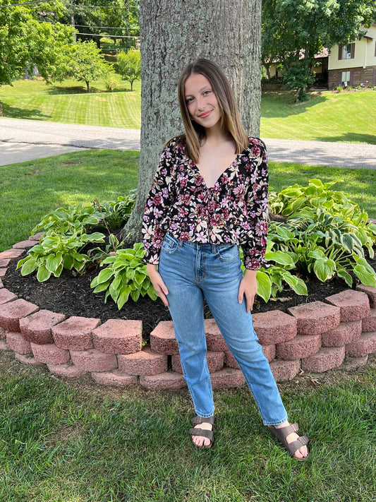 Floral Blouse With Tie - Grace Ann Faith Boutique - Official Online Boutique