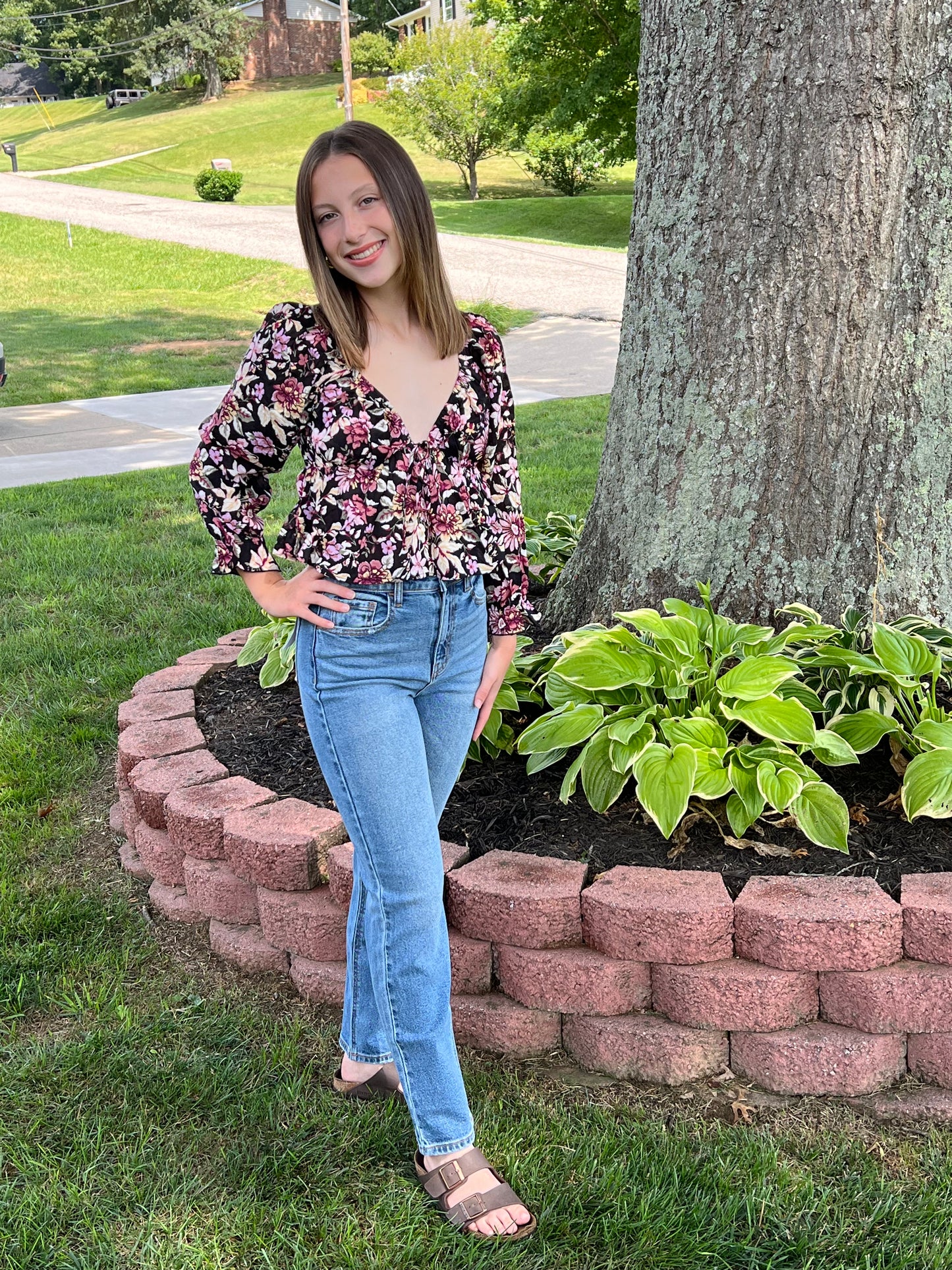 Floral Blouse With Tie - Grace Ann Faith Boutique - Official Online Boutique
