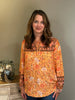 Orange Floral Print Long Sleeve Blouse - Grace Ann Faith Boutique - Official Online Boutique