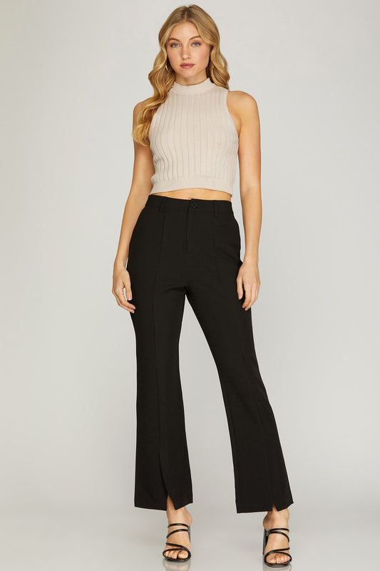 Slate Front Slip Hem Pants - Grace Ann Faith Boutique - Official Online Boutique