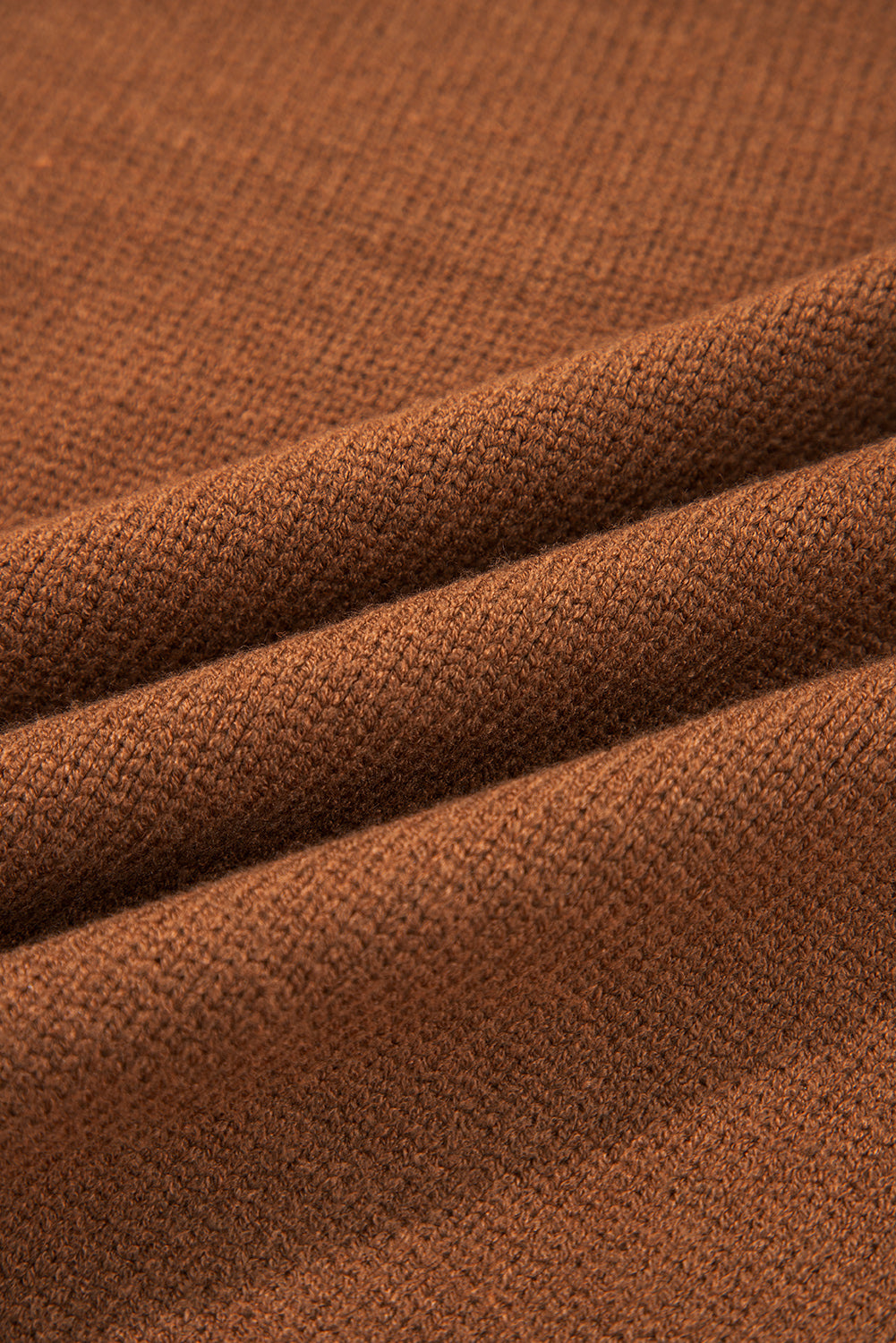 Chestnut Collared V Neck Ribbed Edge Sweater