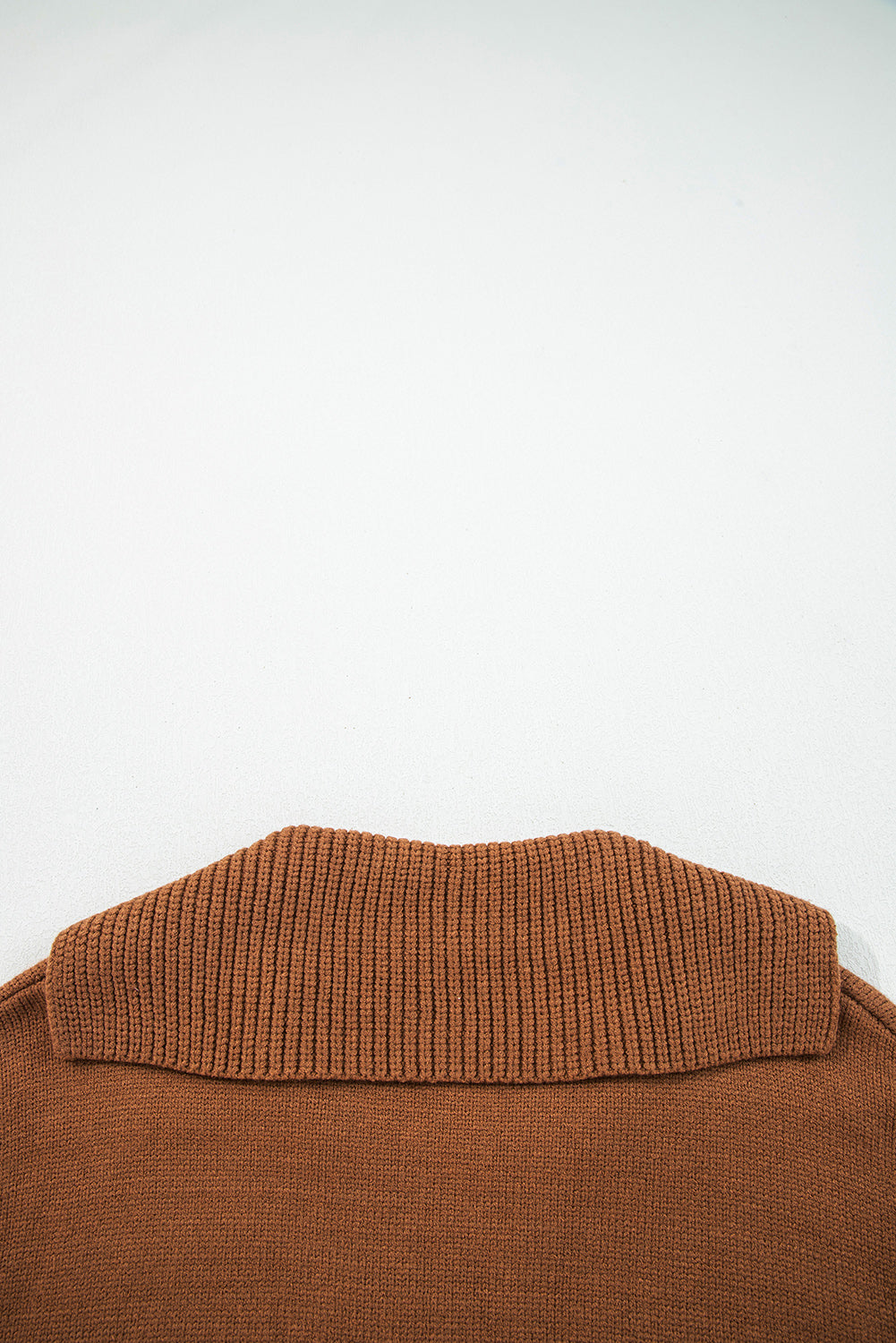 Chestnut Collared V Neck Ribbed Edge Sweater