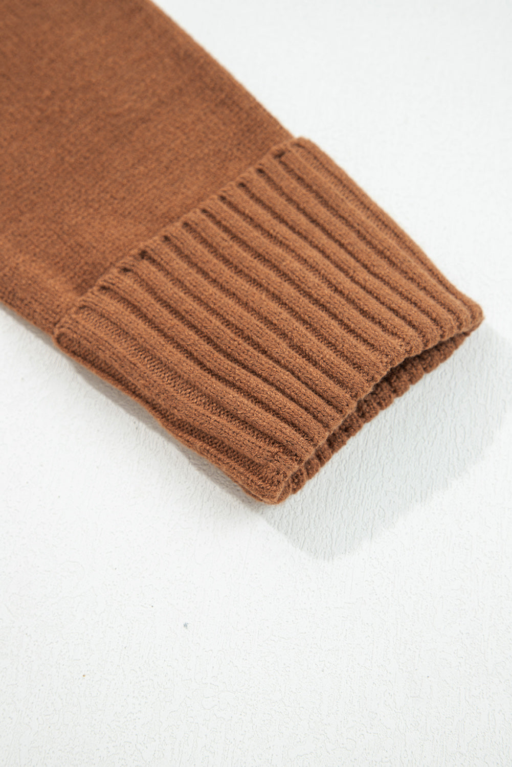 Chestnut Collared V Neck Ribbed Edge Sweater