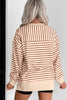 Khaki Stripe Ribbed Band Seam Detail Baggy Sweatshirt