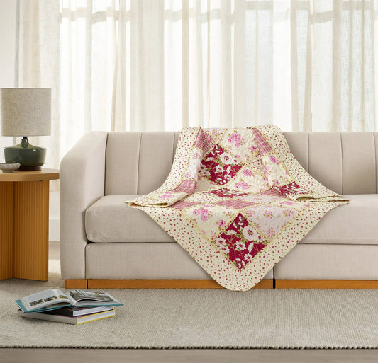 “Kensington Floral" Quilted Throw Blanket 50"x60"