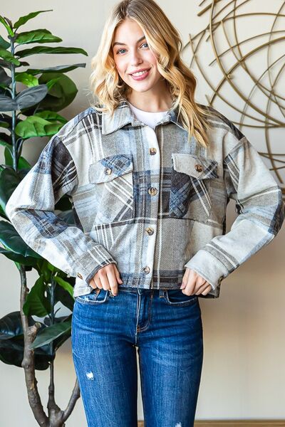Reborn J Plaid Button Up Long Sleeve Shacket - Grace Ann Faith Boutique - Official Online Boutique