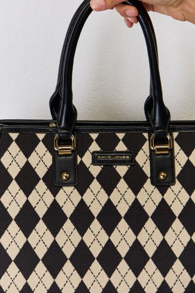 David Jones Argyle Pattern PU Leather Handbag - Grace Ann Faith Boutique - Official Online Boutique