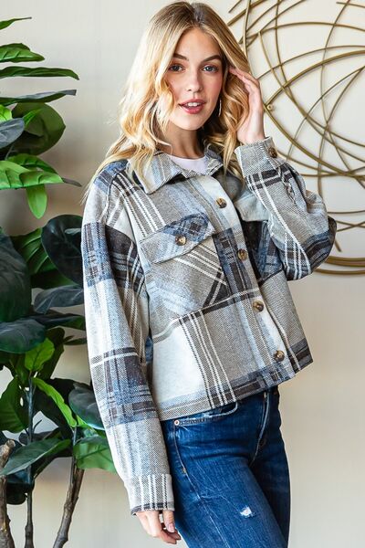Reborn J Plaid Button Up Long Sleeve Shacket - Grace Ann Faith Boutique - Official Online Boutique