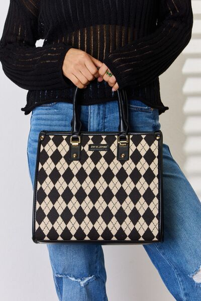 David Jones Argyle Pattern PU Leather Handbag - Grace Ann Faith Boutique - Official Online Boutique
