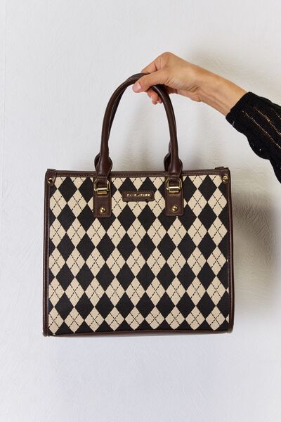 David Jones Argyle Pattern PU Leather Handbag - Grace Ann Faith Boutique - Official Online Boutique