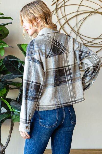 Reborn J Plaid Button Up Long Sleeve Shacket - Grace Ann Faith Boutique - Official Online Boutique