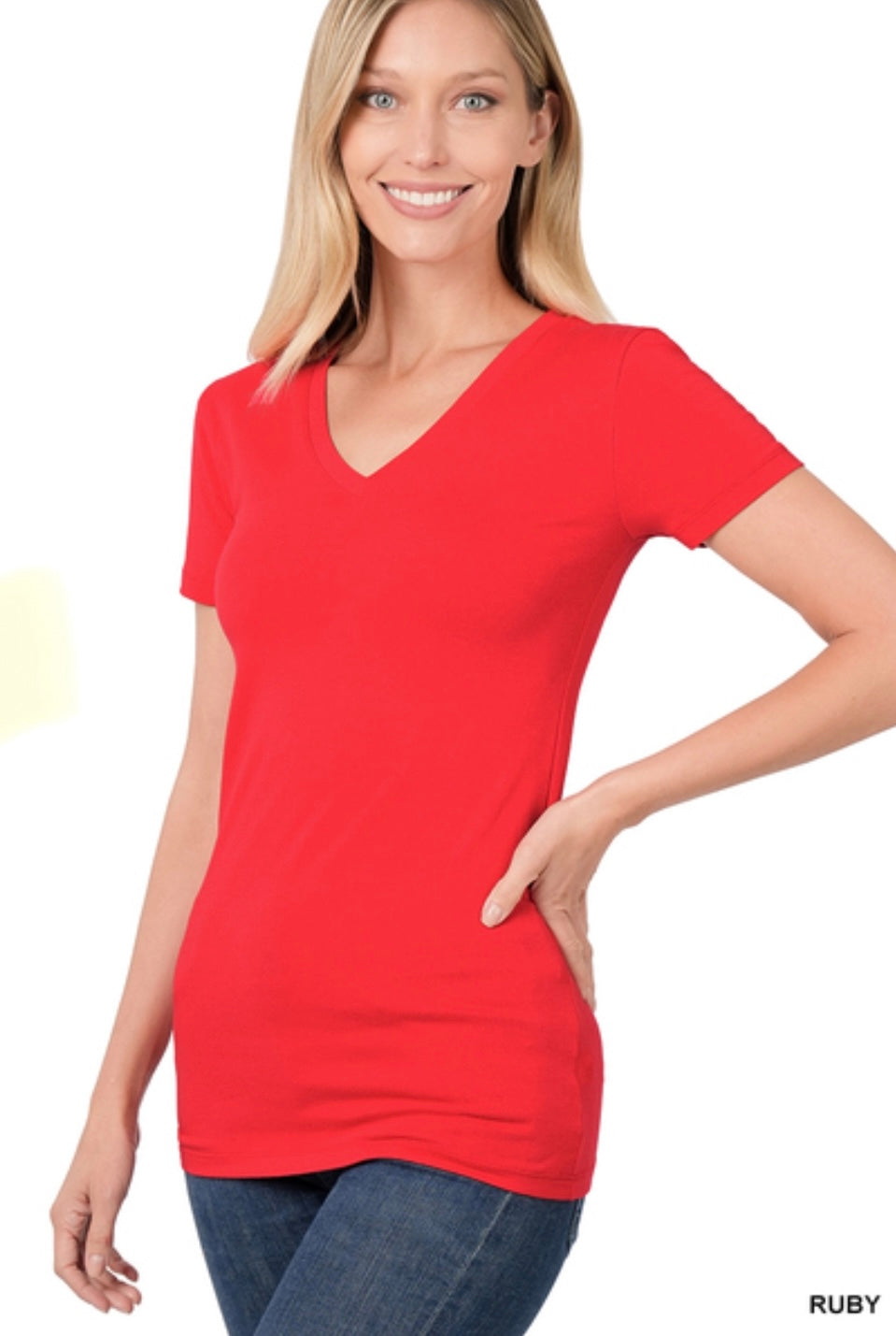 Ruby Cotton V-neck Short Sleeve