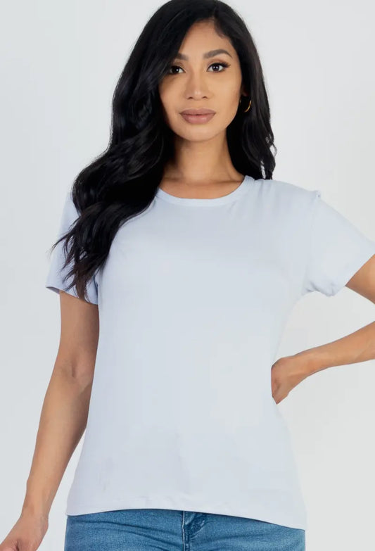 Oyster Grey Basic Short Sleeve Top