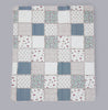 “Blue with Roses Patchwork"  Quilted Throw Blanket 50"x60"