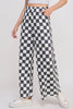 JADE BY JANE - HIGH WAIST CHECKERED STRAIGHT LEG KNIT PANTS