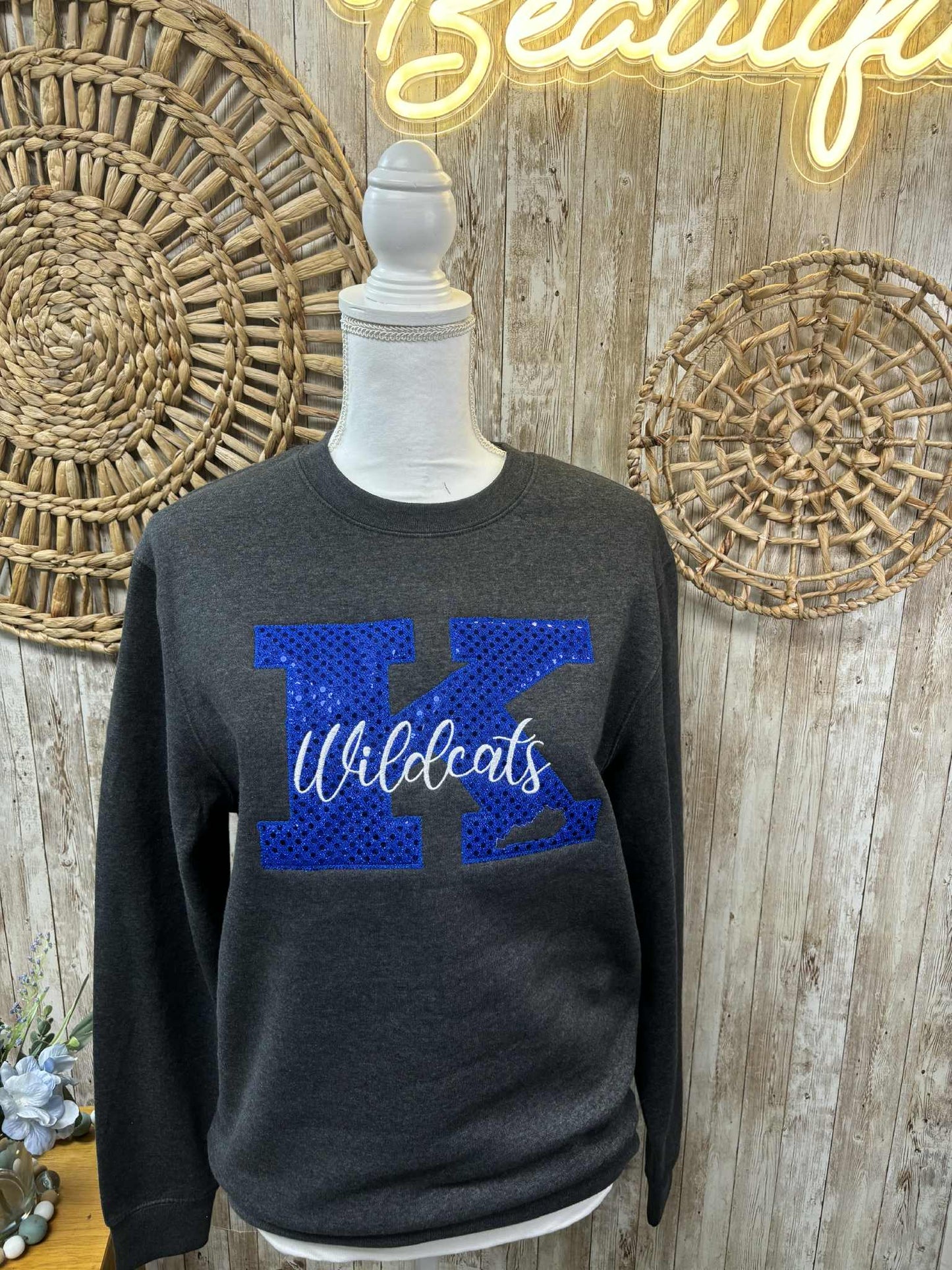Kentucky EmbroideredWildcats K Bling Sweatshirt with Real Sequins