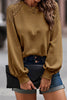 Chestnut Lace Long Sleeve Textured Pullover