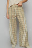 POL Lace Trim Drawstring Checkered Wide Leg Pants