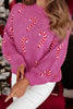 Sachet Pink Christmas Candy Cane Holiday Drop Shoulder Sweater