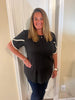 Heimish Black Short Sleeve Top With Lace Trim