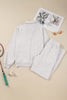 Dark Khaki Polo Collar V Neck Pullover and Drawstring Sweatpants Set