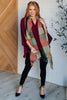 Keep Me Cozy Checkered Fringe Scarf in Berry