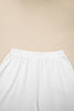 White Textured Raw Seam Plus Size Pullover Top and Drawstring Pants Set