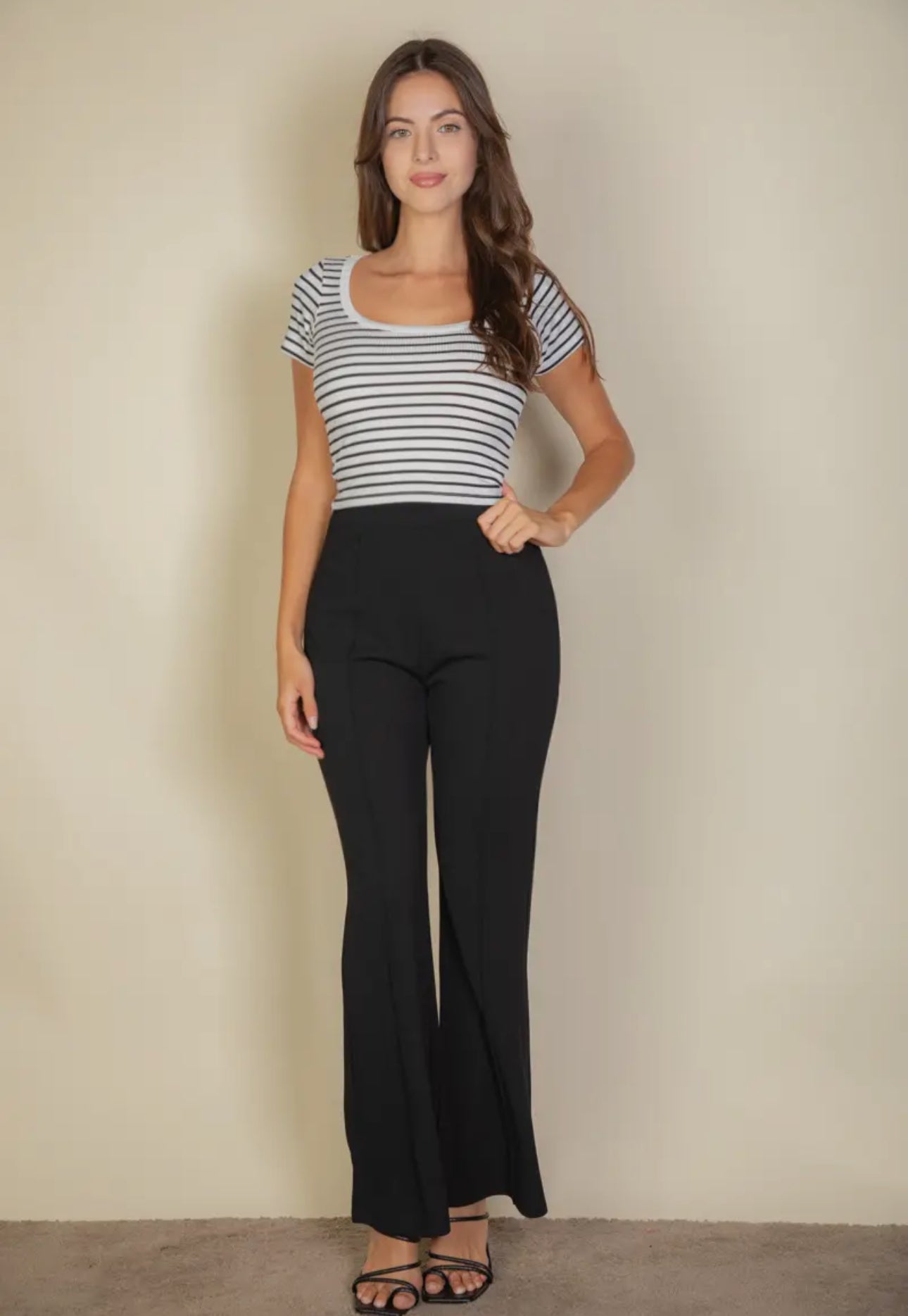 Black Crepe High Waisted Flare Pants