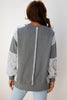 Dark Grey LOVE Graphic Exposed Seam Patchwork Uneven Hem Chic Sweatshirt
