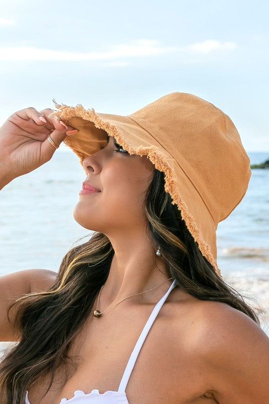 Frayed Edge Canvas Bucket Hat - Grace Ann Faith Boutique - Official Online Boutique 