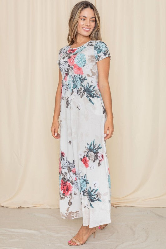 Short Sleeve Floral Maxi Dress - Grace Ann Faith Boutique - Official Online Boutique 