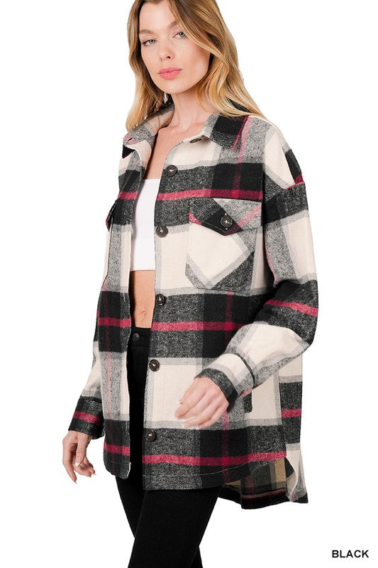 Oversized Yarn Dyed Plaid Shacket - Grace Ann Faith Boutique - Official Online Boutique 