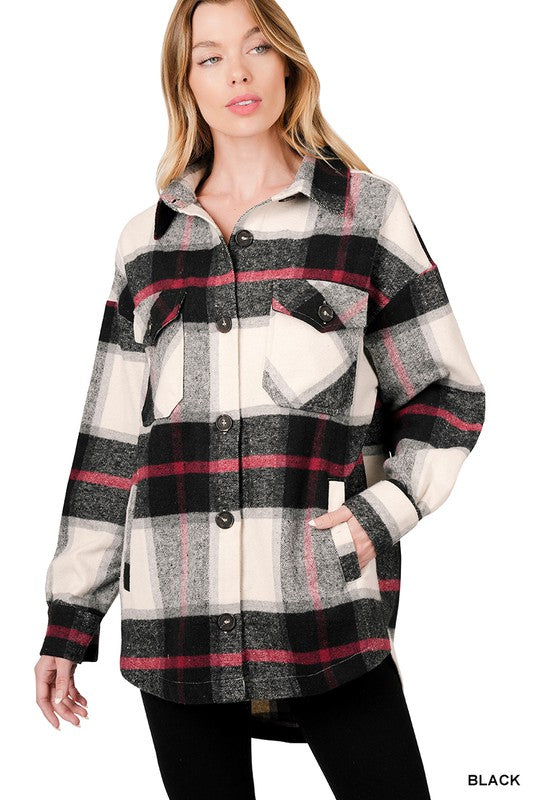 Oversized Yarn Dyed Plaid Shacket - Grace Ann Faith Boutique - Official Online Boutique 