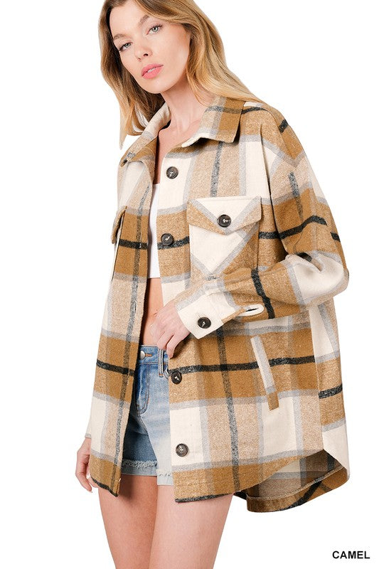 Oversized Yarn Dyed Plaid Shacket - Grace Ann Faith Boutique - Official Online Boutique 