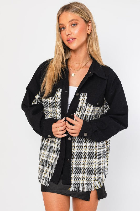 Twill & Tweed Mix Shacket - Grace Ann Faith Boutique - Official Online Boutique 