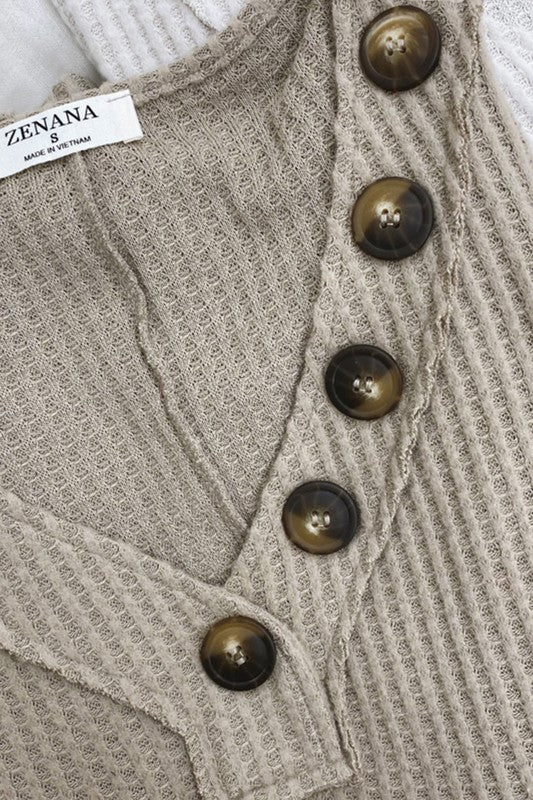 Brushed Thermal Waffle Button Detail Sweater - Grace Ann Faith Boutique - Official Online Boutique 