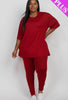 Wine Oversized T-shirt and Legging Two Piece Set