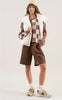 Mocha Colorblock Checkered Knit Sweater