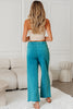 Medium Grey Mineral Wash Lace-up High Waist Raw Hem Patched Pocket Pants