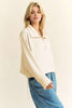 Davi & Dani Drawstring Hem Half Zip Raglan Sleeve Sweatshirt