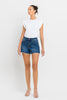 High Rise Slit Raw Hem A-Line Shorts