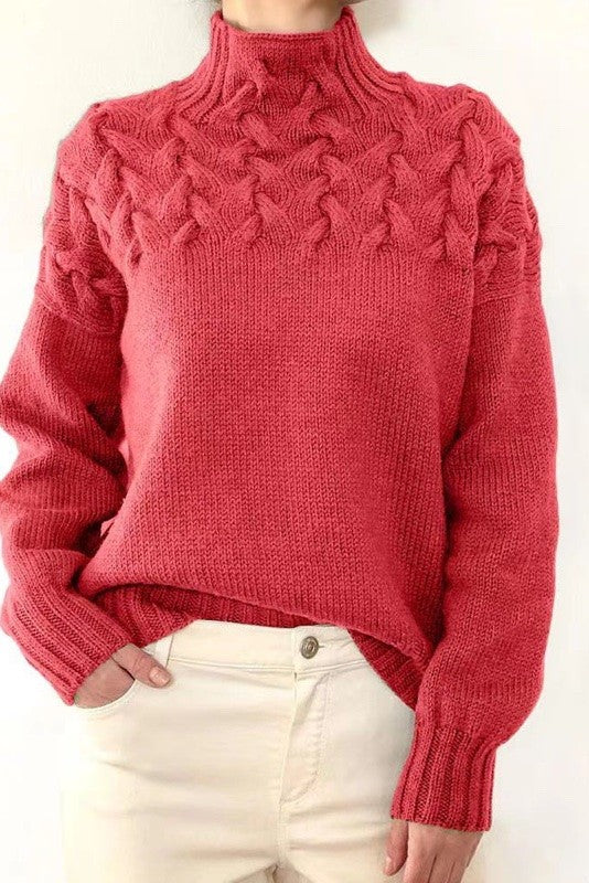 Mock neck knit sweater